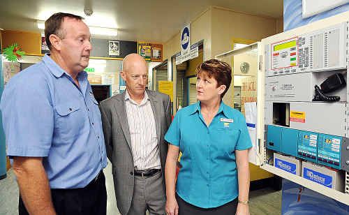 Acting Fraser Coast mayor Julie Arthur is joined by Greg Wall from Wormald (left) and Richard Kelleway from Tyco Fire and Security in surveying safety upgrades at the Hervey Bay PCYC. Acting Fraser Coast mayor Julie Arthur is joined by Greg Wall from Wormald (left) and Richard Kelleway from Tyco Fire and Security in surveying safety upgrades at the Hervey Bay PCYC.